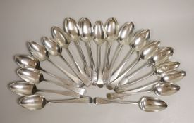 A group of assorted 19th century silver table spoons including four George III Old English