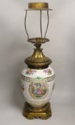 A 19th century ormolu mounted German porcelain table lamp