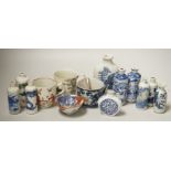 A group of Chinese porcelain snuff bottles and other export Chinese porcelain, an English