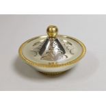 An Elizabeth II Asprey & Co parcel gilt silver circular pomander, with apple finial, diameter 12.