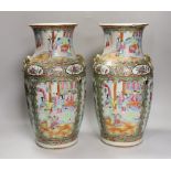 A pair of 19th century Chinese famille rose two handled vases