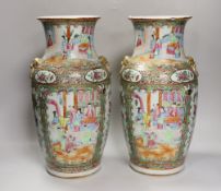 A pair of 19th century Chinese famille rose two handled vases