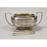 A George III engraved silver two handled sugar bowl, Emes & Barnard, London, 1811, overall width