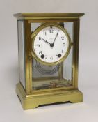 A Seth Thomas four glass mantel clock with mercury pendulum, 25cm