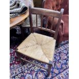 A set of six 19th century provincial mahogany rush seat dining chairs