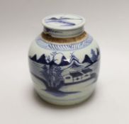 A 19th century Chinese blue and white ginger jar, 18cm