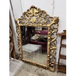 A 19th century French carved giltwood wall mirror, width 96cm, height 142cm
