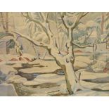 William Lyons Wilson (b.1892), watercolour, 'River Exe under snow', signed, 37 x 47cm