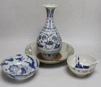 A group of blue and white Chinese ceramics
