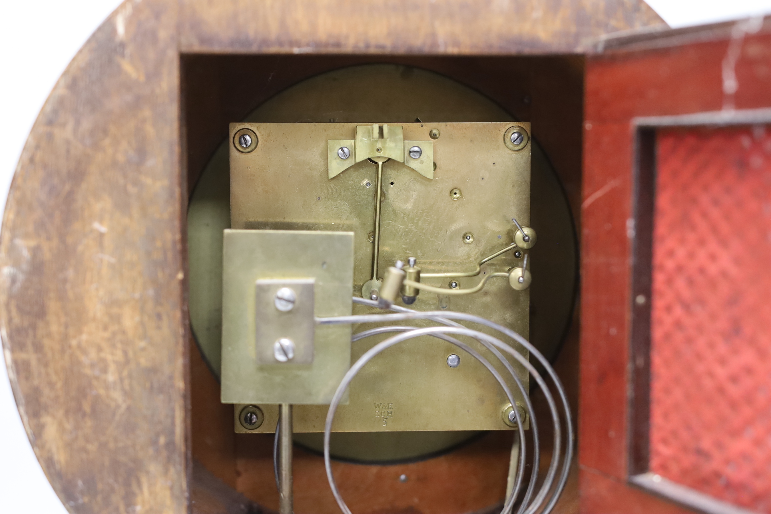 A late 19th century balloon mantel clock with silvered dial, 41cm - Image 3 of 3