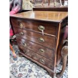 A small 19th century and later mahogany four drawer chest (altered), width 66cm, depth 41cm,