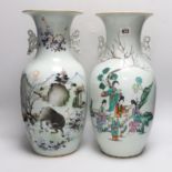 Two Chinese enamelled porcelain vases, Republic period, 43cm