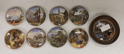 Nine assorted Victorian pot lids