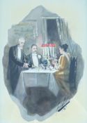 Cecil E. L. Cutler (1886-1934), three watercolours, Dining and Drawing room interiors, signed, 24