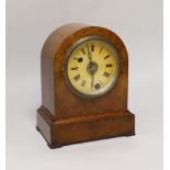 A late Victorian mahogany mantel clock, 23.5cm