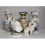 A group of various ceramics, to include a Staffordshire ‘poodle’, etc. tallest 25cm