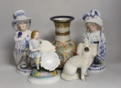 A group of various ceramics, to include a Staffordshire ‘poodle’, etc. tallest 25cm