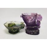 A contemporary Chinese amethyst glass tinted libation cup, signed to underside, 13cm, together