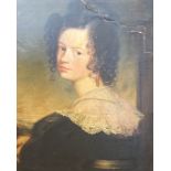 Victorian School, oil on canvas, Portrait of a lady, 56 x 46cm, canvas torn