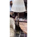 A brass Corinthian column standard lamp, height excluding shade 126cm