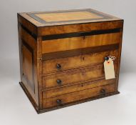 A Victorian satinwood and burr walnut workbox, 29cm