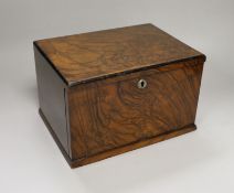 A small walnut case enclosing two drawers