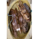 Five African carved hardwood masks