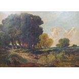 19th century English School, oil on canvas, Donkeys in a landscape, 33 x 45cm