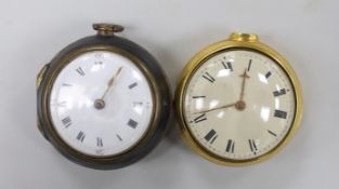 An 18th century gilt metal pair cased keywind verge pocket watch, by Frank Upjohn of London (a.f.)
