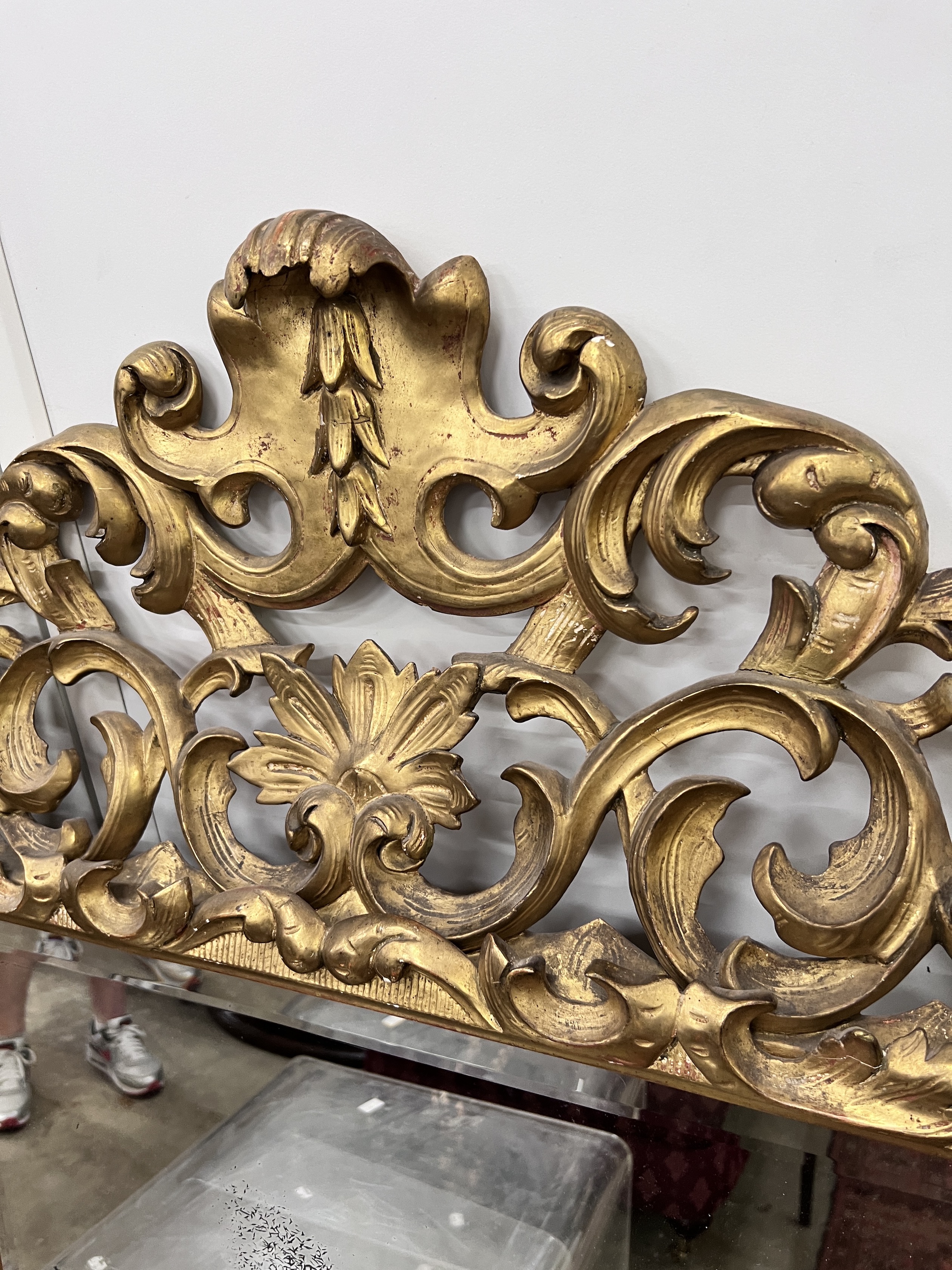 A 19th century French carved giltwood wall mirror, width 96cm, height 142cm - Image 5 of 6