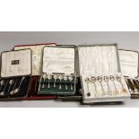 Seven various cased part sets of silver cutlery to include teaspoons etc., together with a cased set