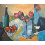 John Lipsham (b.1944), oil on board, Still life with green bottle number 2, signed and inscribed