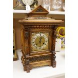 A late 19th century German walnut bracket clock, 49cm