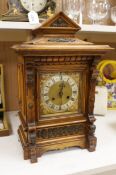 A late 19th century German walnut bracket clock, 49cm