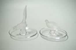 Two Lalique glass bird dishes