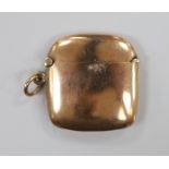 An Edwardian Asprey & Co 9ct gold vesta case, Chester, 1905, 37mm, gross weight 14.2 grams.