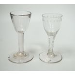 Two George III cordial glasses, tallest 13cm