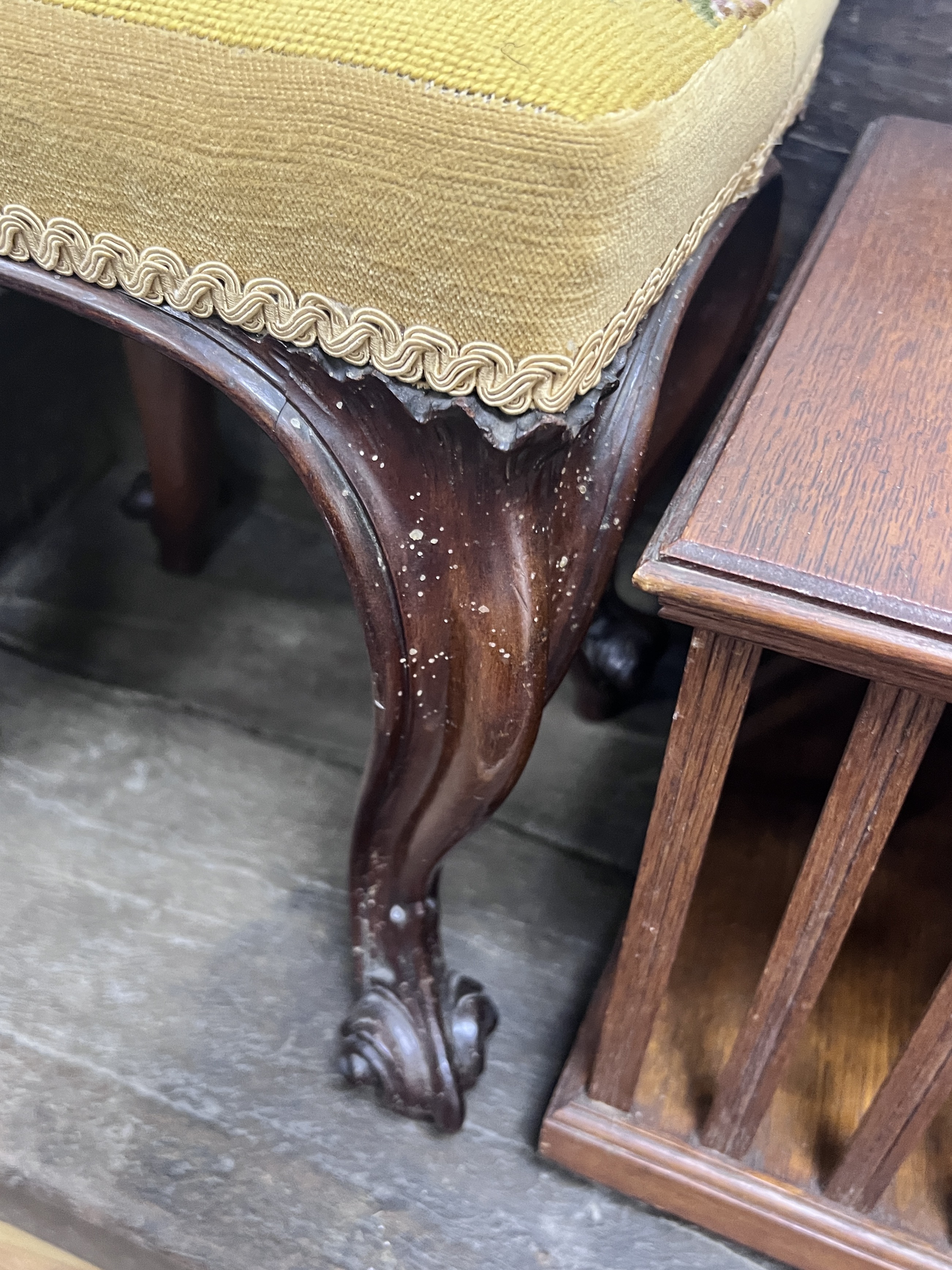 A Victorian carved mahogany footstool, width 32cm, height 40cm - Image 3 of 3