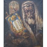 Rachmael-Ben-Zalman, oil on canvas, Portrait of a Rabbi, signed and dated '24, 60 x 50cm