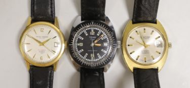 Three gentleman's assorted wrist watches including steel and gold plated Montine automatic and Swiss