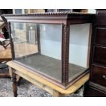 A Victorian carved oak display case with hinged top, width 122cm, depth 66cm, height 78cm