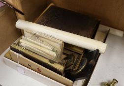 A quantity of mixed ephemera: ambrotypes, a leather photo album, military and royalty photographs,