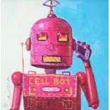 Raymond Campbell (1956-), oil on board, 'Cell Bot', signed, 14 x 14cm