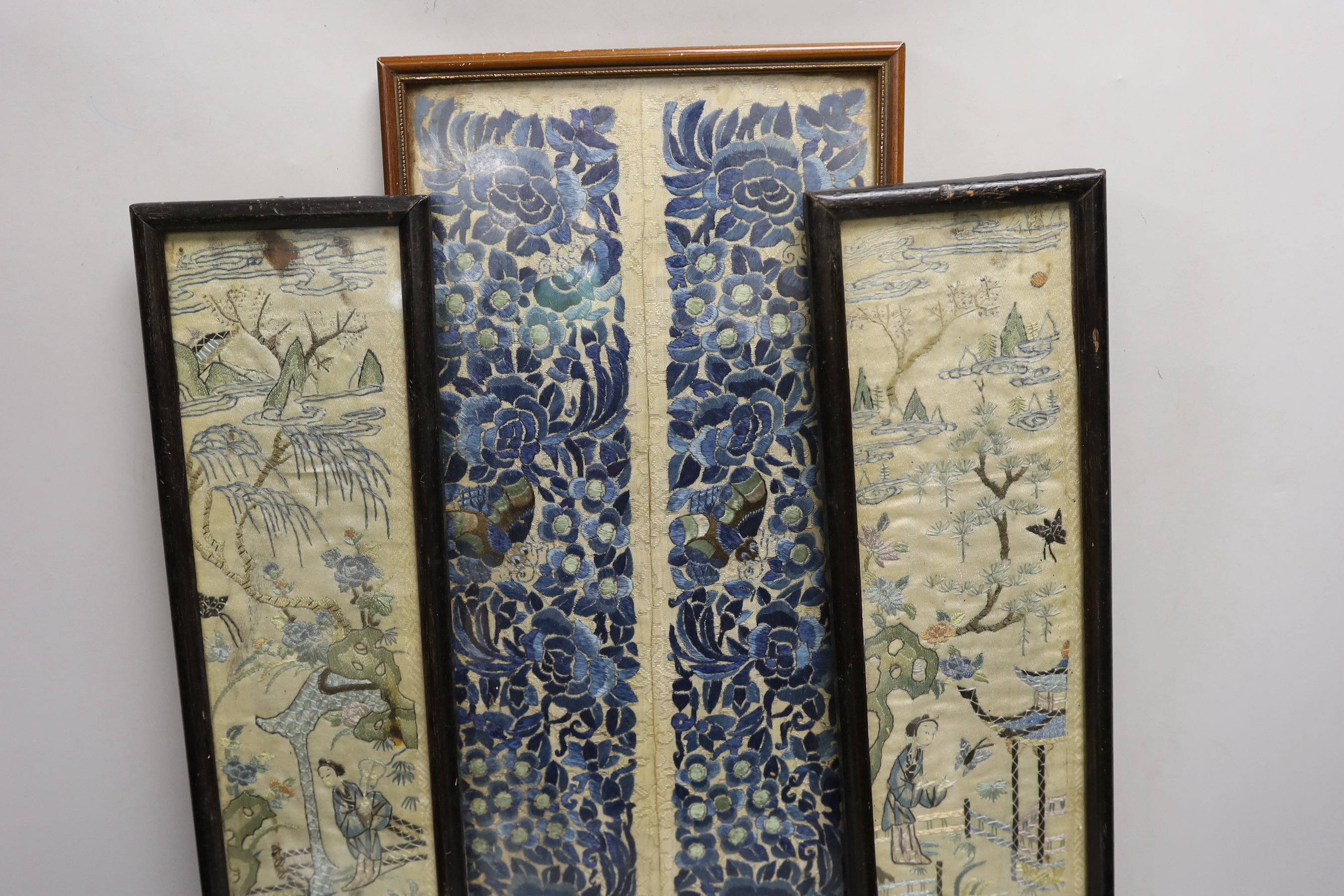 Three Chinese embroidered silk panels - Image 2 of 4