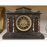 A Victorian slate and marble clock, 34.5 x 27cm