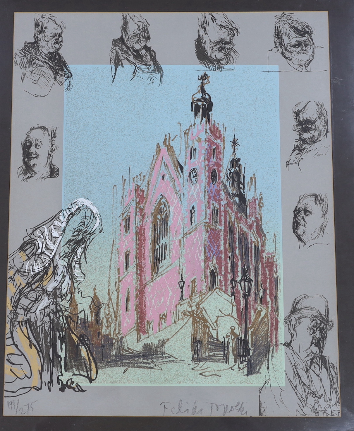 Feliks Topolski (1907-1989), limited edition print, Inns of Court, signed in pencil, 191/275, 65 x