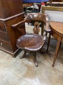 A Victorian mahogany swivel desk chair, width 66cm, height 86cm