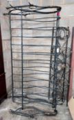 A green painted wrought iron Kingsize bed frame, width 195cm