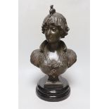 A patinated spelter bust of Shakespeare’s Bianca, 41cm tall