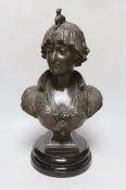 A patinated spelter bust of Shakespeare’s Bianca, 41cm tall